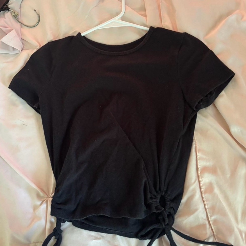 Hollister Black Short Sleeve Top with Side Ties
